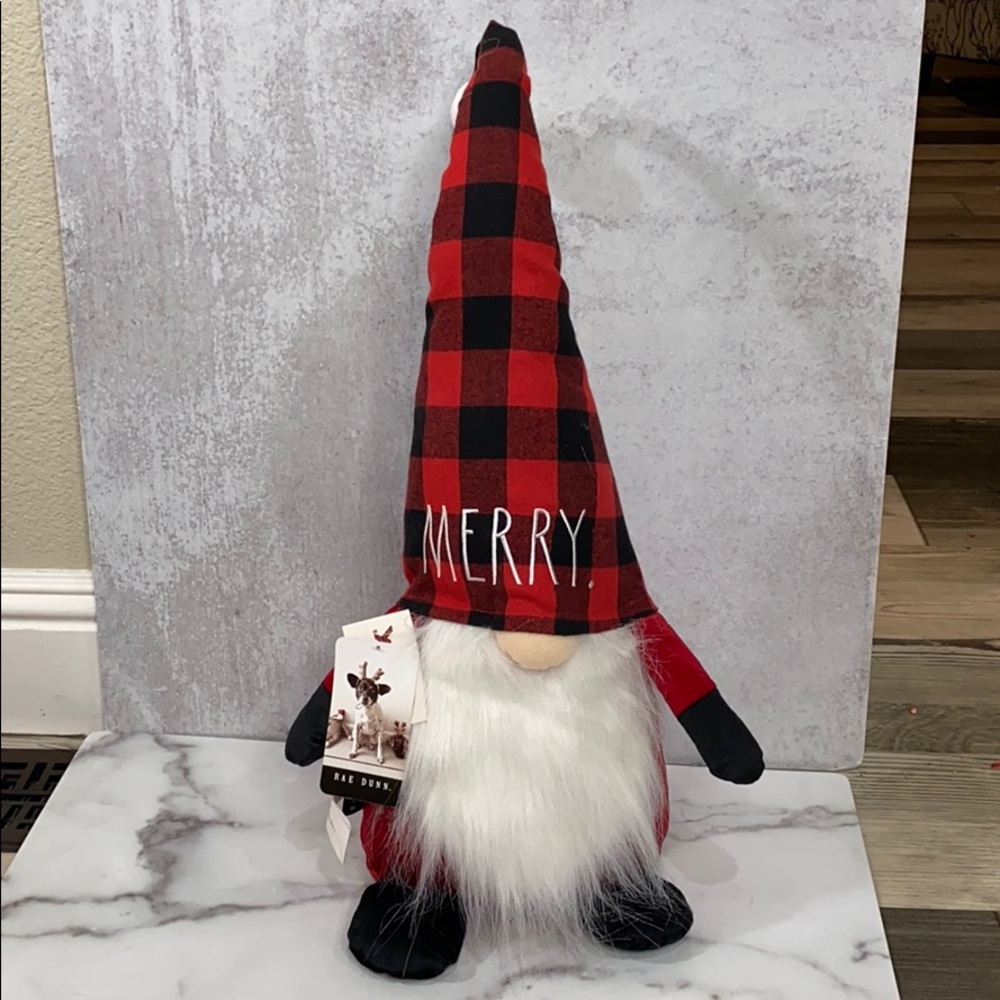 Rae Dunn Christmas 2020 Holiday Plaid  MERRY Gnome